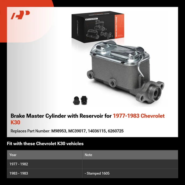 Brake Master Cylinder with Reservoir for 1977-1983 Chevrolet K30