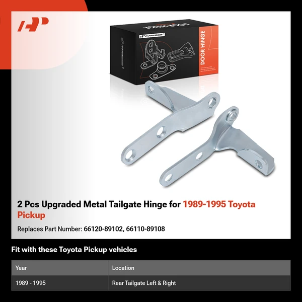 2 Pcs Upgraded Metal Tailgate Hinge for 1989-1995 Toyota Pickup