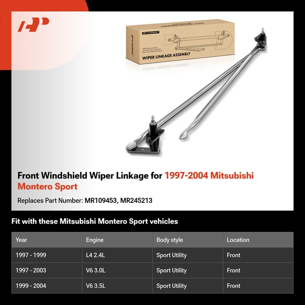 Front Windshield Wiper Linkage for 1997-2004 Mitsubishi Montero Sport