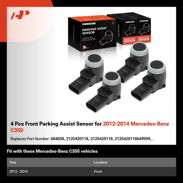 4 Pcs Front Parking Assist Sensor for 2012-2014 Mercedes-Benz C350