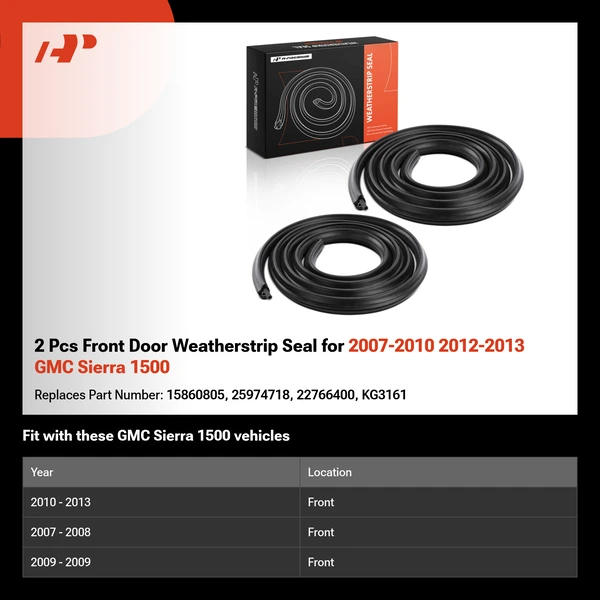 2 Pcs Front Door Weatherstrip Seal for 2007-2010 2012-2013 GMC Sierra 1500