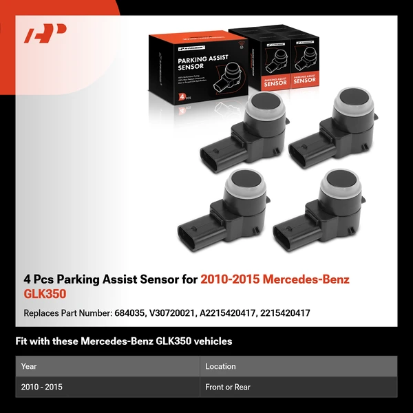 4 Pcs Parking Assist Sensor for 2010-2015 Mercedes-Benz GLK350