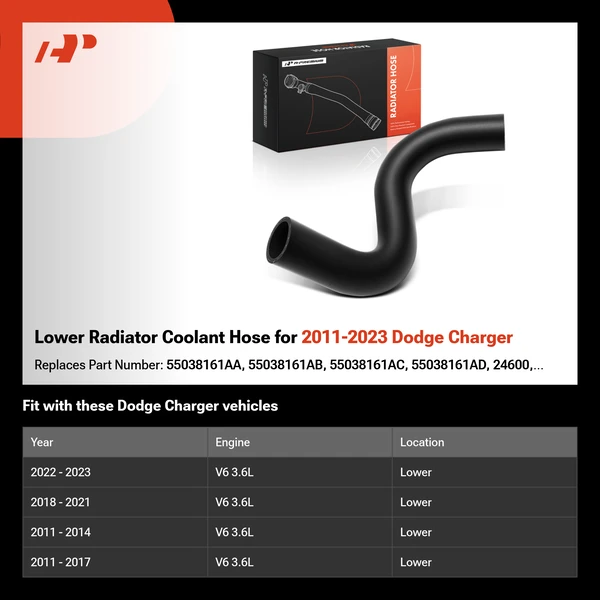 Lower Radiator Coolant Hose for 2011-2023 Dodge Charger