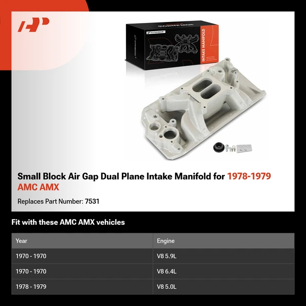 Small Block Air Gap Dual Plane Intake Manifold for 1978-1979 AMC AMX