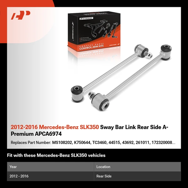 2012-2016 Mercedes-Benz SLK350 Sway Bar Link Rear Side A-Premium APCA6974