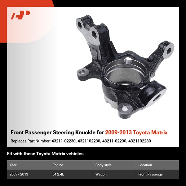 Front Passenger Steering Knuckle for 2009-2013 Toyota Matrix