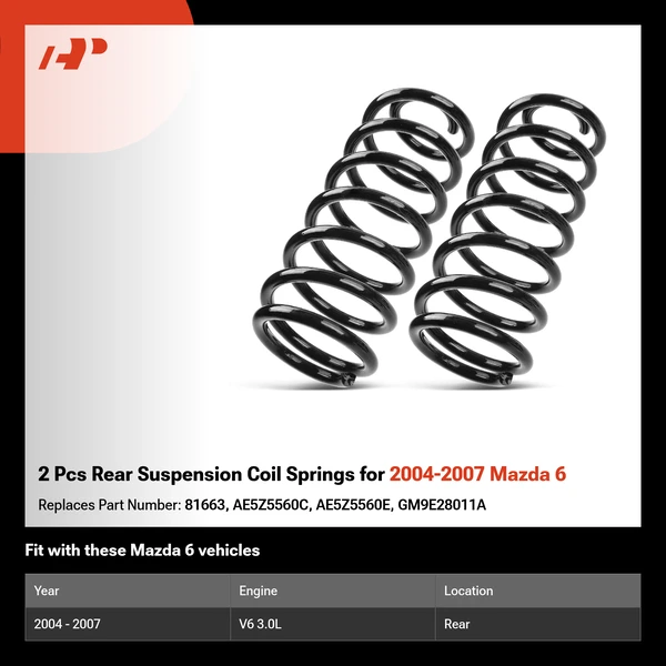 2 Pcs Rear Suspension Coil Springs for 2004-2007 Mazda 6
