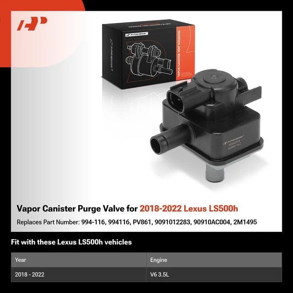 Vapor Canister Purge Valve for 2018-2022 Lexus LS500h