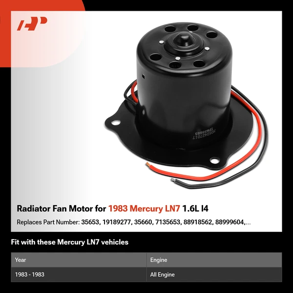 Radiator Fan Motor for 1983 Mercury LN7 1.6L l4