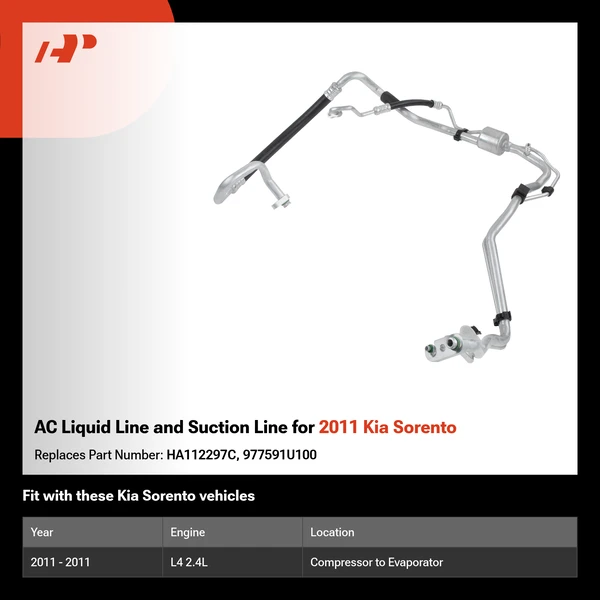 AC Liquid Line and Suction Line for 2011 Kia Sorento