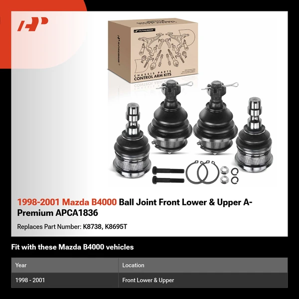 1998-2001 Mazda B4000 Ball Joint Front Lower & Upper A-Premium APCA1836