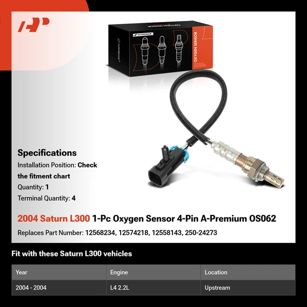 2004 Saturn L300 1-Pc Oxygen Sensor 4-Pin A-Premium OS062