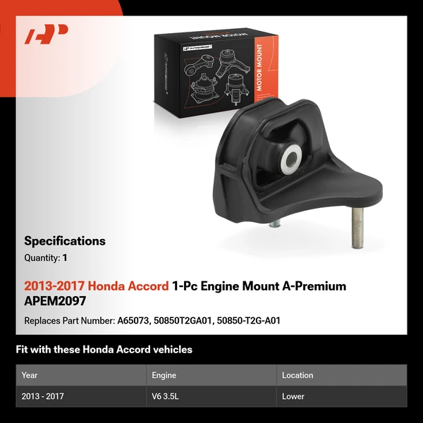 2013-2017 Honda Accord 1-Pc Engine Mount A-Premium APEM2097
