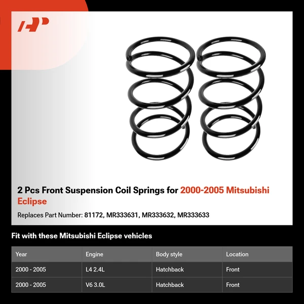 2 Pcs Front Suspension Coil Springs for 2000-2005 Mitsubishi Eclipse