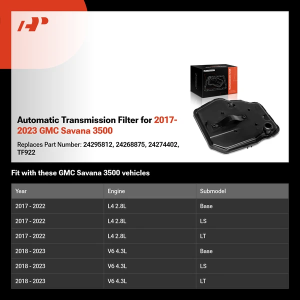 Automatic Transmission Filter for 2017-2023 GMC Savana 3500