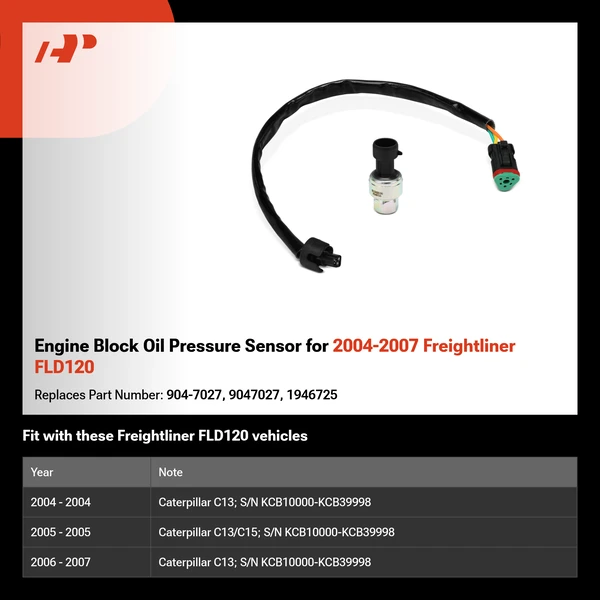 Engine Block Oil Pressure Sensor for 2004-2007 Freightliner FLD120