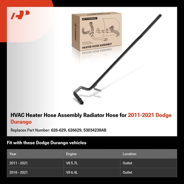 HVAC Heater Hose Assembly Radiator Hose for 2011-2021 Dodge Durango
