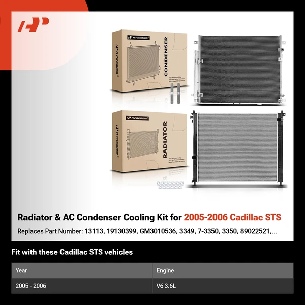 Radiator & AC Condenser Cooling Kit for 2005-2006 Cadillac STS