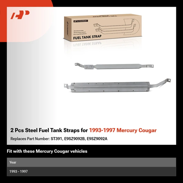 2 Pcs Steel Fuel Tank Straps for 1993-1997 Mercury Cougar