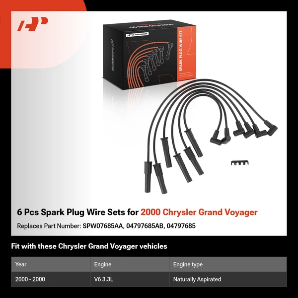 6 Pcs Spark Plug Wire Sets for 2000 Chrysler Grand Voyager