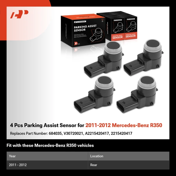4 Pcs Parking Assist Sensor for 2011-2012 Mercedes-Benz R350