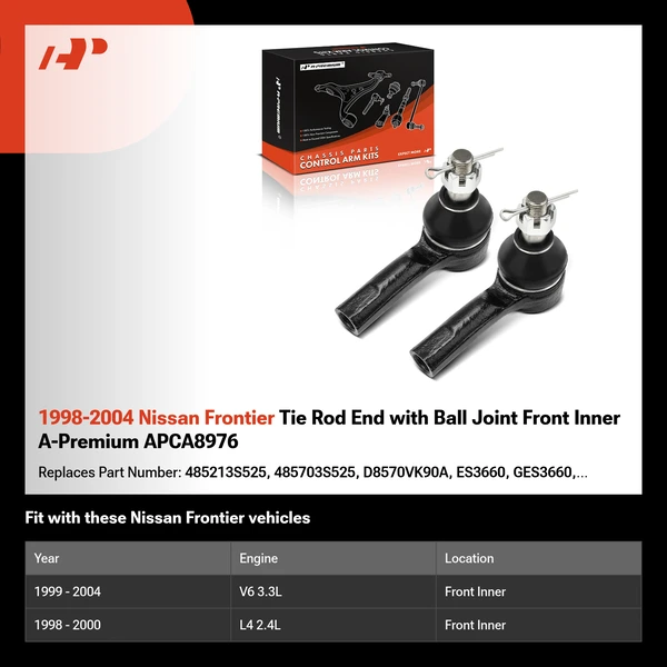 1998-2004 Nissan Frontier Tie Rod End with Ball Joint Front Inner A-Premium APCA8976