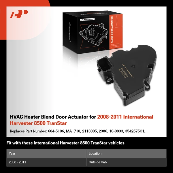 HVAC Heater Blend Door Actuator for 2008-2011 International Harvester 8500 TranStar