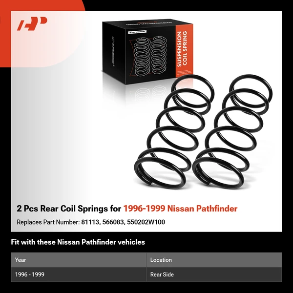 2 Pcs Rear Coil Springs for 1996-1999 Nissan Pathfinder