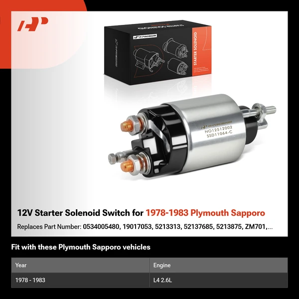 12V Starter Solenoid Switch for 1978-1983 Plymouth Sapporo