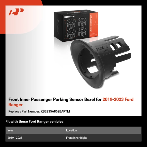 Front Inner Passenger Parking Sensor Bezel for 2019-2023 Ford Ranger
