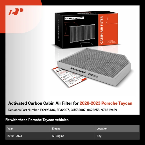 Activated Carbon Cabin Air Filter for 2020-2023 Porsche Taycan