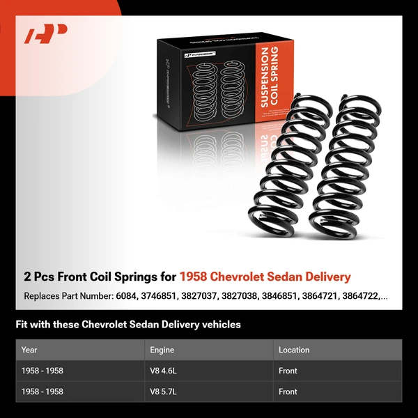 2 Pcs Front Coil Springs for 1958 Chevrolet Sedan Delivery