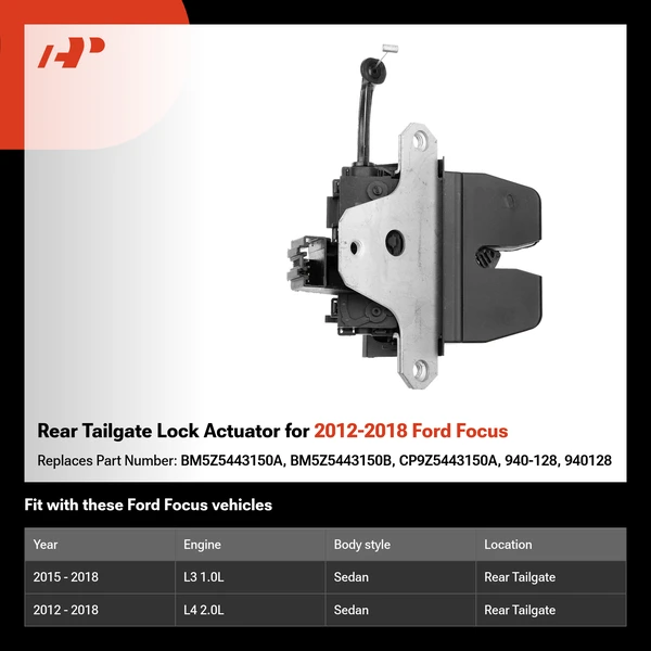 Rear Tailgate Lock Actuator for 2012-2018 Ford Focus