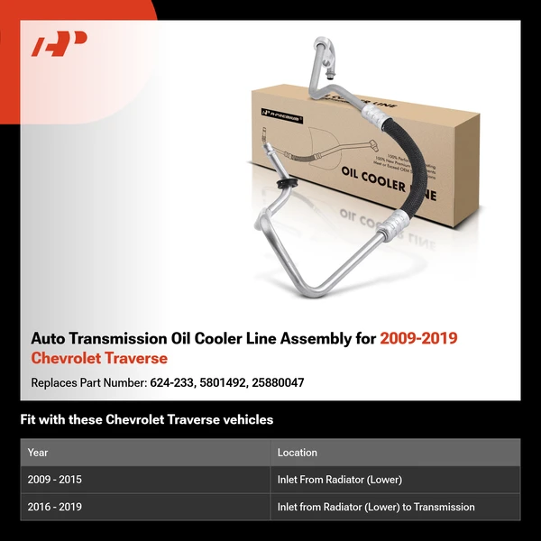 Auto Transmission Oil Cooler Line Assembly for 2009-2019 Chevrolet Traverse
