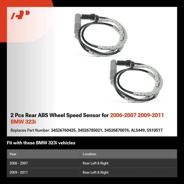 2 Pcs Rear ABS Wheel Speed Sensor for 2006-2007 2009-2011 BMW 323i