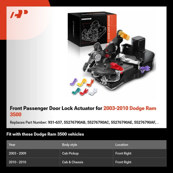 Front Passenger Door Lock Actuator for 2003-2010 Dodge Ram 3500
