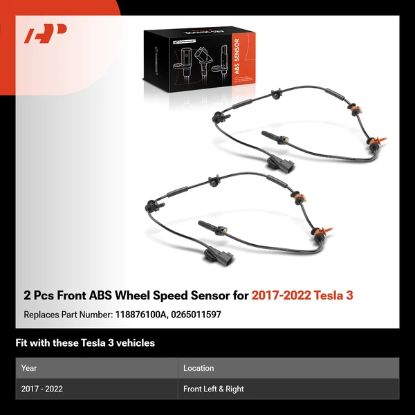 2 Pcs Front ABS Wheel Speed Sensor for 2017-2022 Tesla 3