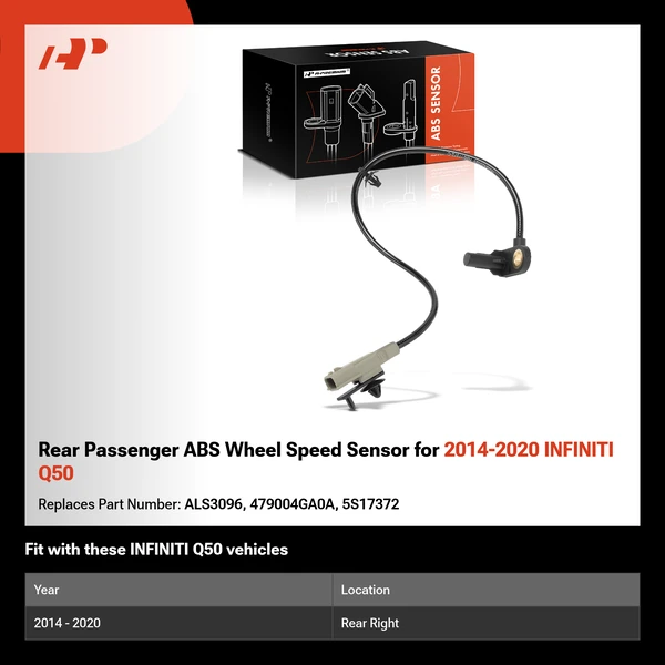Rear Passenger ABS Wheel Speed Sensor for 2014-2020 INFINITI Q50