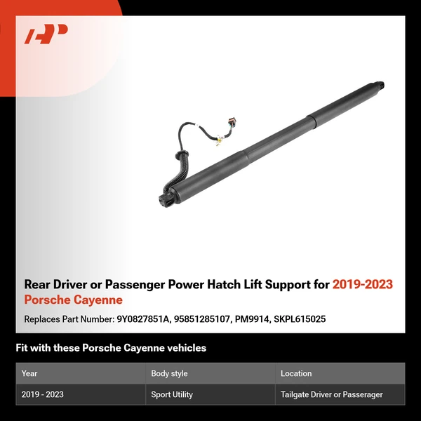 Rear Driver or Passenger Power Hatch Lift Support for 2019-2023 Porsche Cayenne