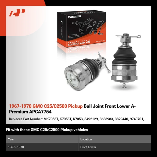 1967-1970 GMC C25/C2500 Pickup Ball Joint Front Lower A-Premium APCA7754