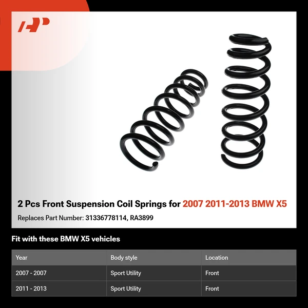 2 Pcs Front Suspension Coil Springs for 2007 2011-2013 BMW X5