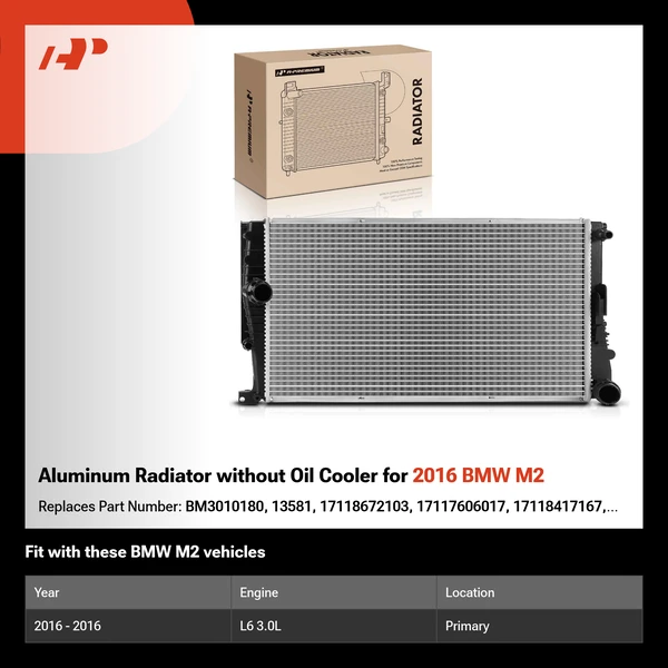 Aluminum Radiator without Oil Cooler for 2016 BMW M2