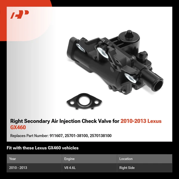 Right Secondary Air Injection Check Valve for 2010-2013 Lexus GX460