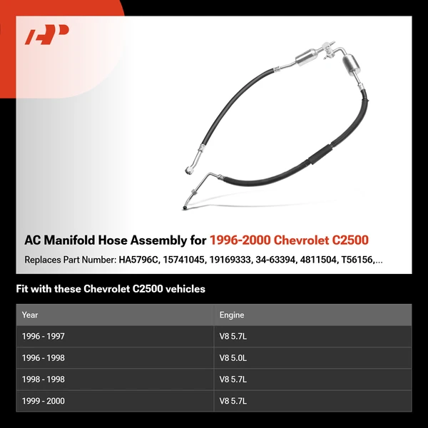 AC Manifold Hose Assembly for 1996-2000 Chevrolet C2500