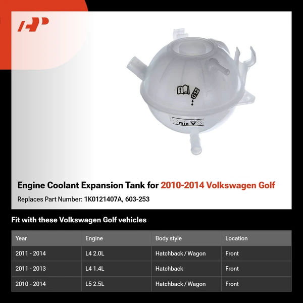 Engine Coolant Expansion Tank for 2010-2014 Volkswagen Golf