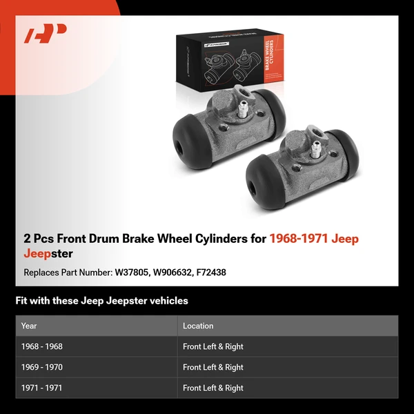 2 Pcs Front Drum Brake Wheel Cylinders for 1968-1971 Jeep Jeepster