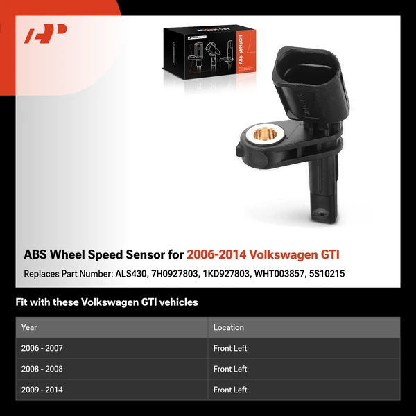 ABS Wheel Speed Sensor for 2006-2014 Volkswagen GTI
