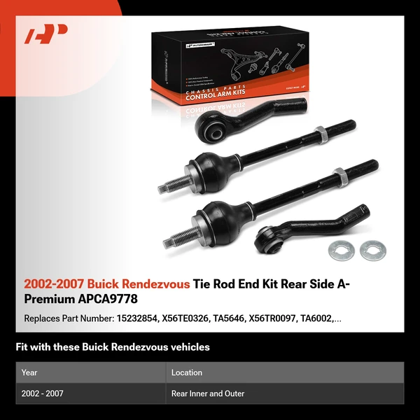 2002-2007 Buick Rendezvous Tie Rod End Kit Rear Side A-Premium APCA9778
