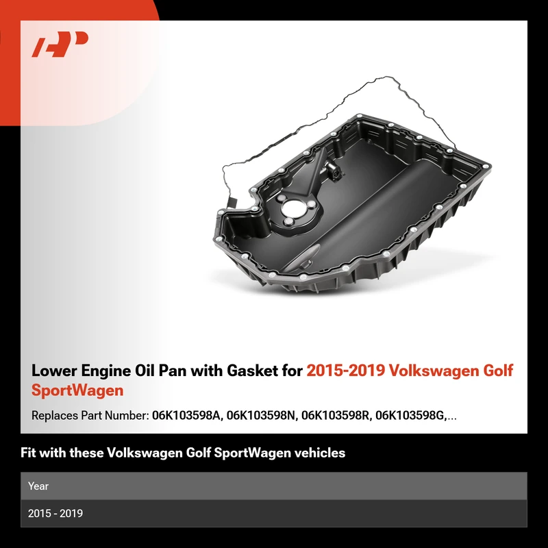 Lower Engine Oil Pan with Gasket for 2015-2019 Volkswagen Golf SportWagen