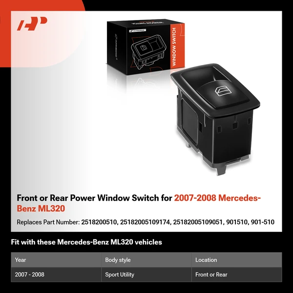 Front or Rear Power Window Switch for 2007-2008 Mercedes-Benz ML320